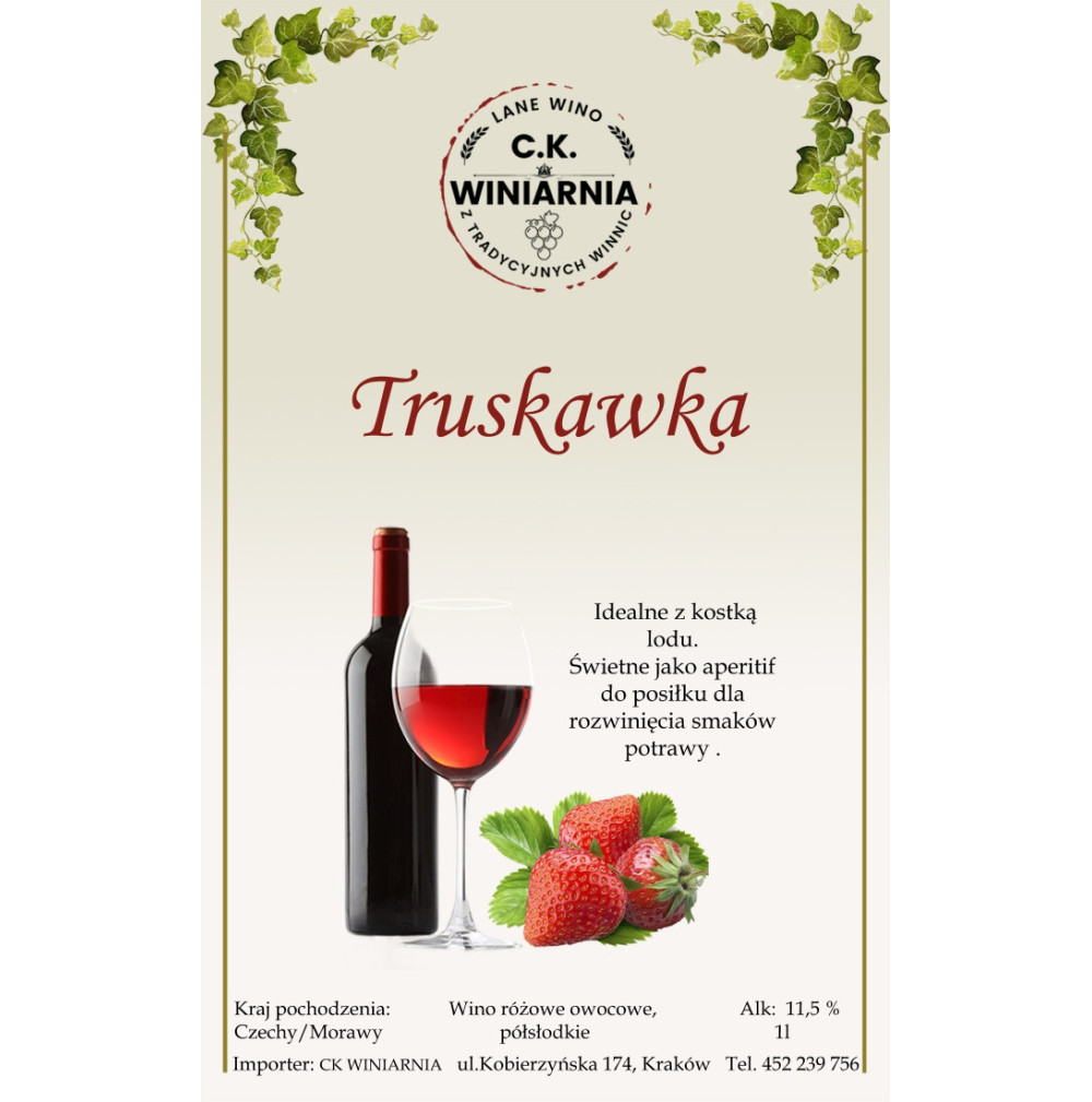 Wino różowe półsłodkie - Truskawka