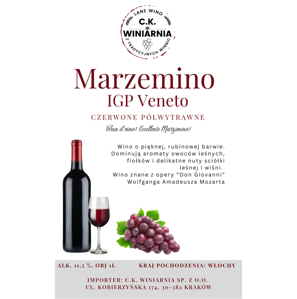 Marzemino IGP Veneto -  Wino czerwone półwytrawne