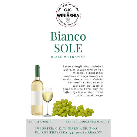Bianco SOLE - Wino białe wytrawne