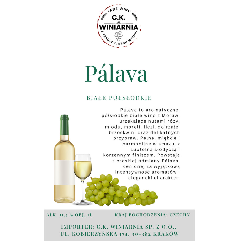 Pálava - wino białe półsłodkie