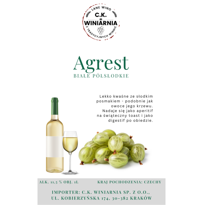 Agrest - Wino białe półsłodkie