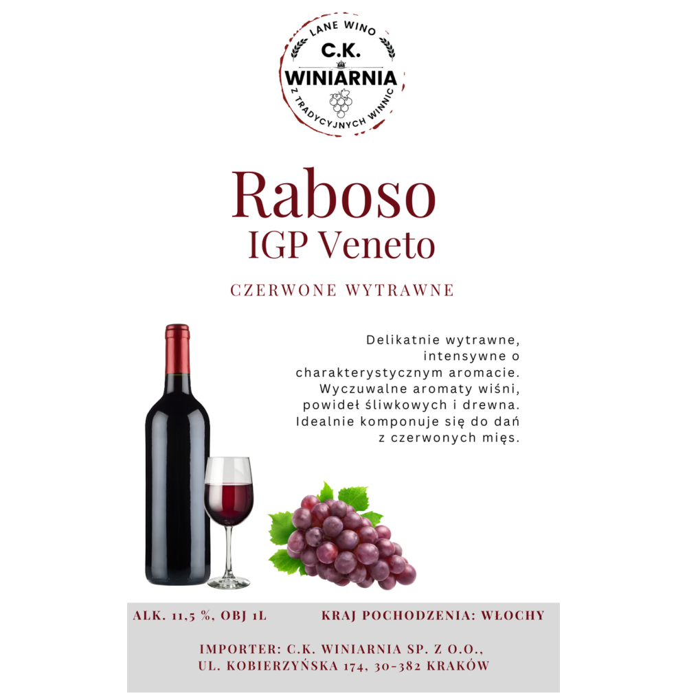 Raboso IGP Veneto -Wino czerwone wytrawne