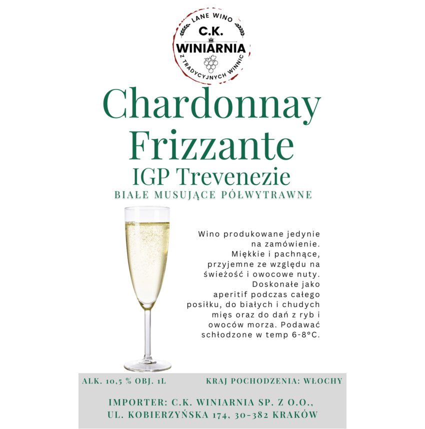 Frizzante Chardonnay IGP Trevenezie - Wino białe musujące półsłodkie